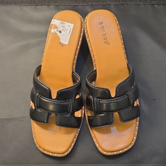 BRAND NEW BAMBOO THIN STUDDED LINER DESIGN WOMENS WEDGE SANDAL - Picture 3 of 15